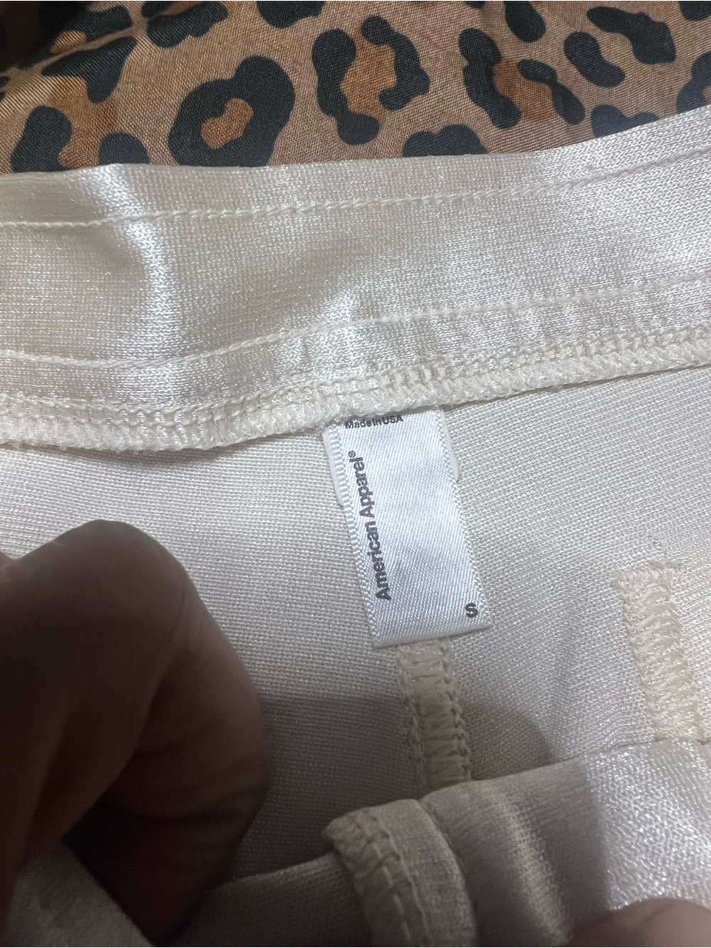 American Apparel Satin High-Waist Leggings in Ivory (Disco Pants) - Picture 2 of 3